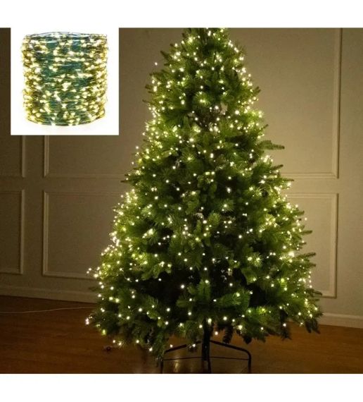 Світлодіодна гірлянда Роса 200 метрів, діоди теплого білого кольору на зеленому дроті, 2000 LED, з пультом керування | Зображення 3