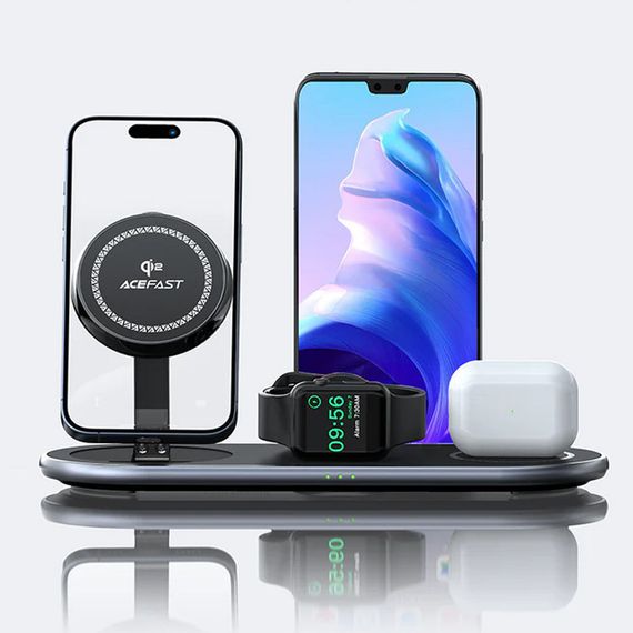 БЗП Acefast E19 Qi2 desktop 3-in-1 Black | Зображення 1