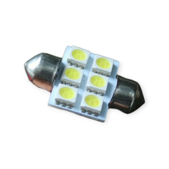 Лампочка 2-х цокольная LED T11_C5W SMD белая 6-диодов 12V-3Вт 31мм. (к-во.-2шт.)