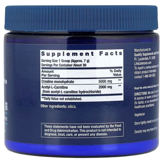 Креатин та ацетил-L-карнітин Life Extension Creatine &amp; Acetyl-L-Carnitine, Energy Plus 233 g | Зображення 1