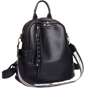Шкіряний класичний жіночий рюкзак чорний 94083