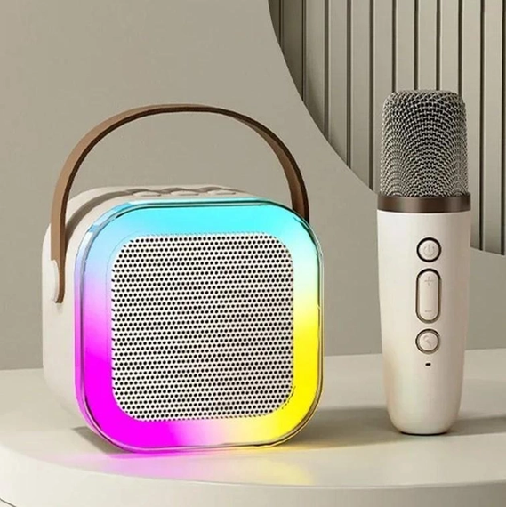 Караоке Светодиодный беспроводной на 2 Микрофона, аудио микрофон детское караоке SPEAKER K12 | Зображення 5