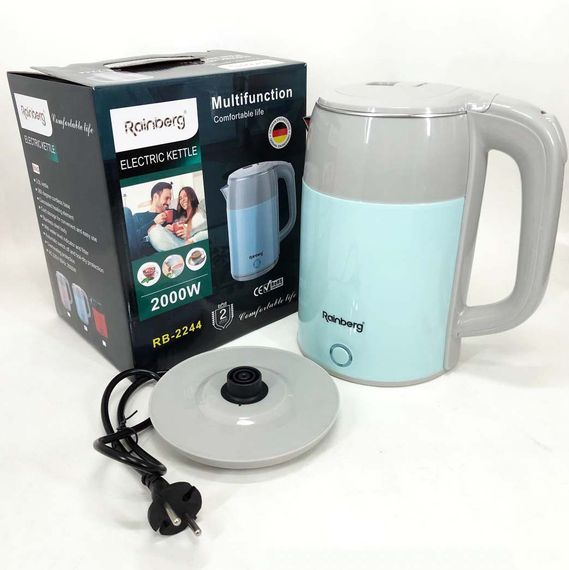 Електрочайник дисковий Rainberg RB-2244 2000 Вт 2л, стильний електричний чайник. VJ-761 Колір: блакитний | Зображення 5