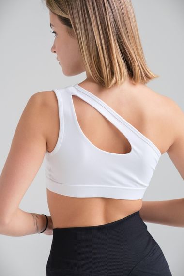 Жіночий Спортивний Топ З Ефектом Push Up На Одне Плече Without Yoga  White | Зображення 1