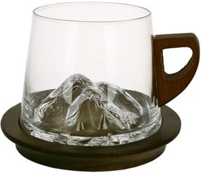 Кухоль "Rock" 220мл скляний на дерев'яній підставці