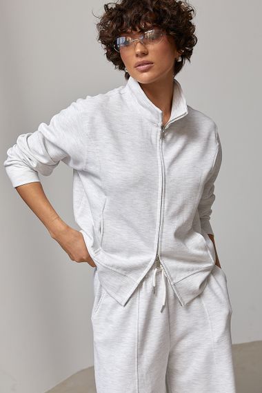 Однотонний спортивний костюм з кофтою на блискавці та штанами багі - світло-сірий цвет, S (є розміри) | Зображення 2