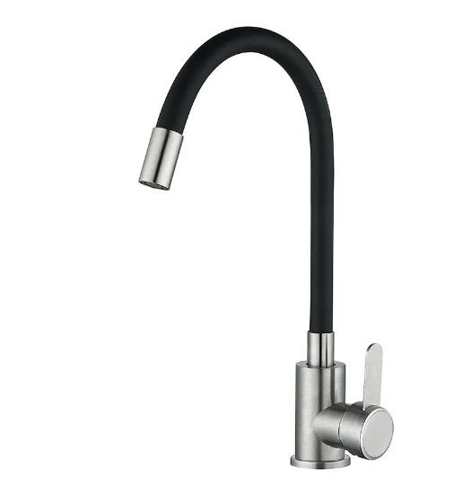 Змішувач для кухні Mixxus з чорним гнучким виливом FAN-011 Refl.Black (MI6105)