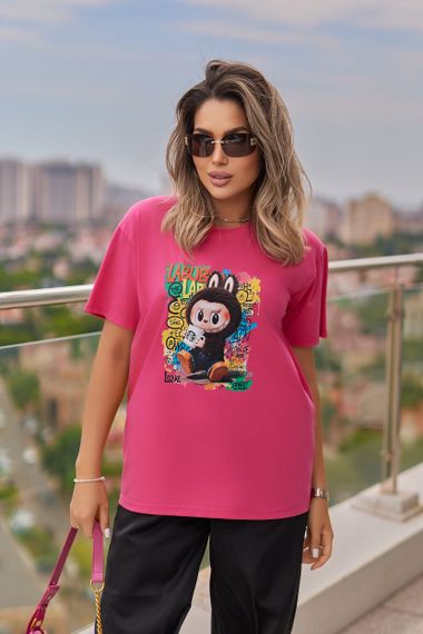 Женская футболка с принтом Labubu цвет розовый, размер 42/44, GF05257 | Зображення 2
