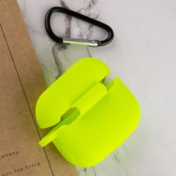 Силіконовий футляр New з карабіном для навушників Airpods Pro Салатовий / Neon green | Зображення 3