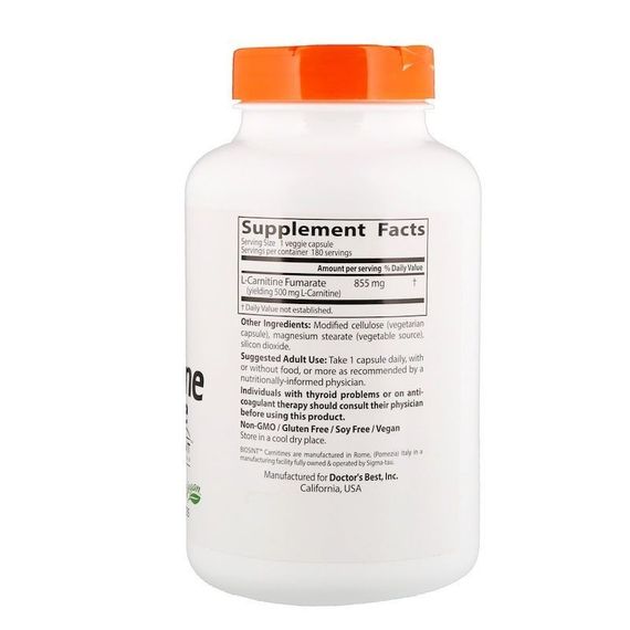 Карнитин Doctor's Best L-Carnitine Fumarate 855 mg 60 Veg Caps | Зображення 1