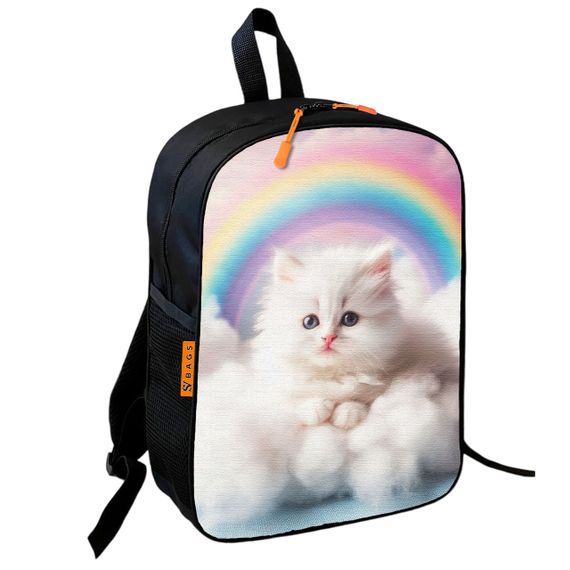 Рюкзак школьный детский 36х27см с котиком на облачке,принтом котенка для мальчика/девочки (00685)