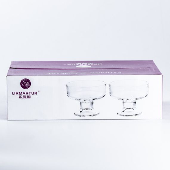 Креманки на ніжці скляні набір 6 штук по 190 мл прозорі креманки на ніжці | Зображення 2