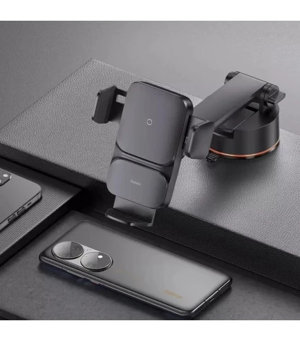 Тримач для мобільного автотримач з бездротовою зарядкою Baseus Wisdom Auto Alignment 15W | Зображення 7