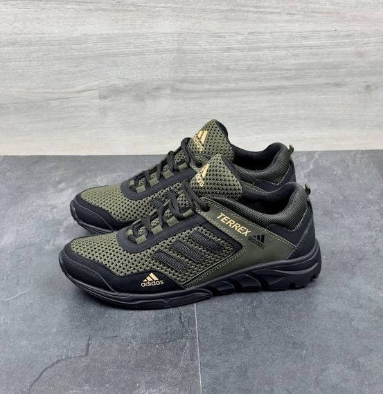 Літні кросівки Adidas сітка колір олива