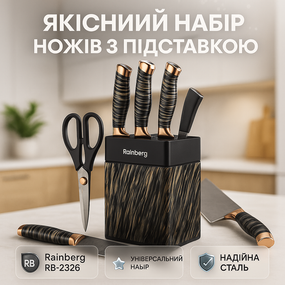 Якісний набір ножів з підставкою, Красиві кухонні ножі, Набір кухонних ножів преміум DE-68