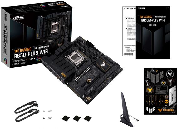 Материнcька плата ASUS TUF GAMING B650-PLUS WIFI sAM5 B650 4xDDR5 M.2 USB HDMI DP WiFi BT mATX (90MB1BZ0-M0EAY0) | Зображення 1