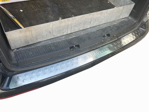 Накладка на задній бампер пряма (Omsa, нерж.) Transporter для Volkswagen T5 2010-2015 рр