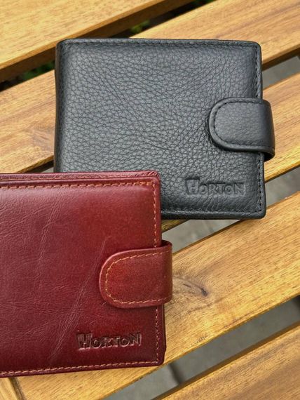 Мужской кошелек бумажник натуральная кожа черный, коричневый HORTON 208 | Зображення 7