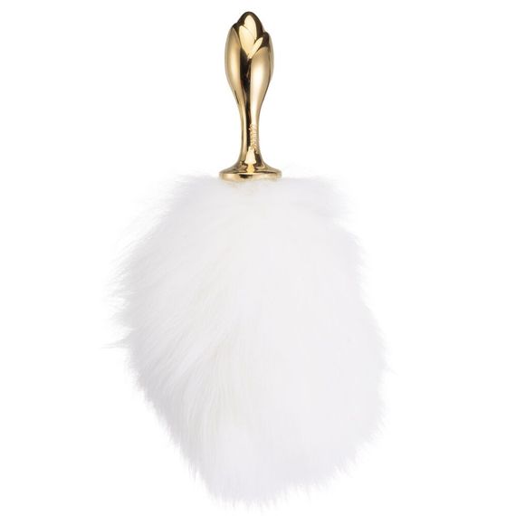 Металева анальна пробка Кролячий хвост LOCKINK SEVANDA White Bunny-Tail Anal Rose-shape Plug | Зображення 5