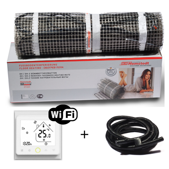 Тепла підлога комплект терморегулятор з Wi-Fi + нагрівальний мат Hemstedt DH | Зображення 1