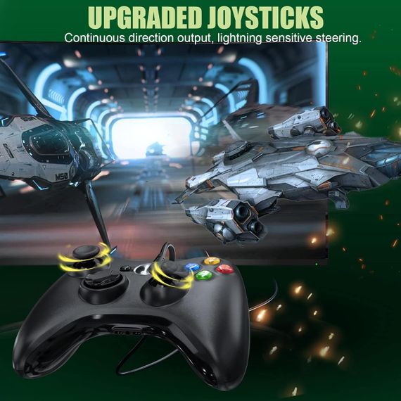 Контролер для ПК Xbox 360, ігровий USB-контролер, покращений дизайн, ергономічний кабельний контролер для X | Зображення 5