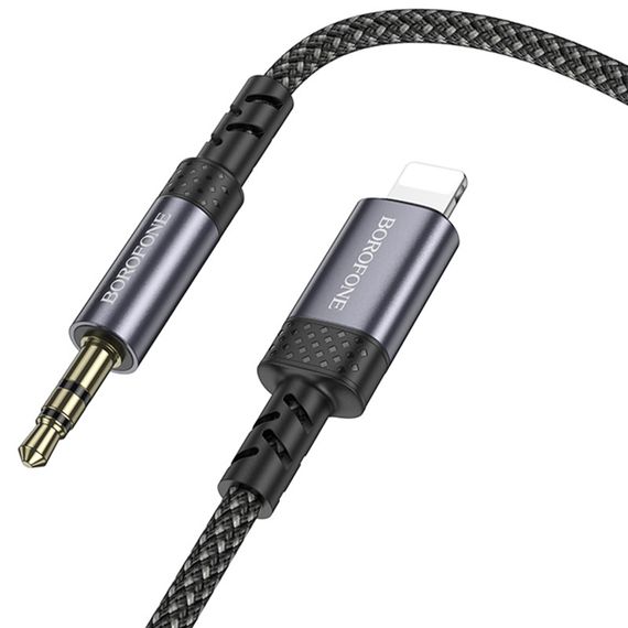 Аудіо кабель Aux Borofone BL24 Graceful (Lightning to AUX 3.5mm) (1m) Metal grey | Зображення 3
