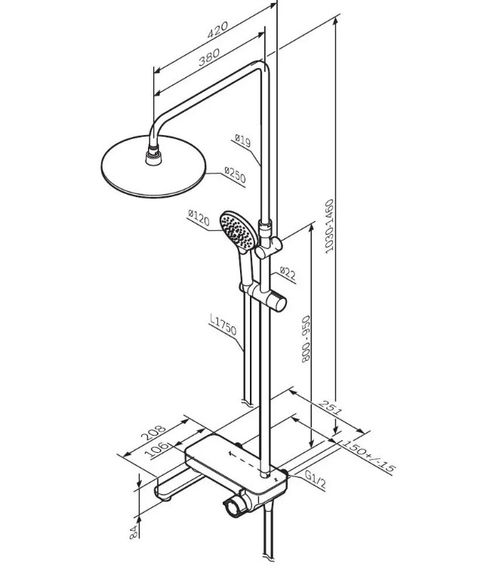 Душова система AM.PM Like ShowerSpot F0780700 | Зображення 1