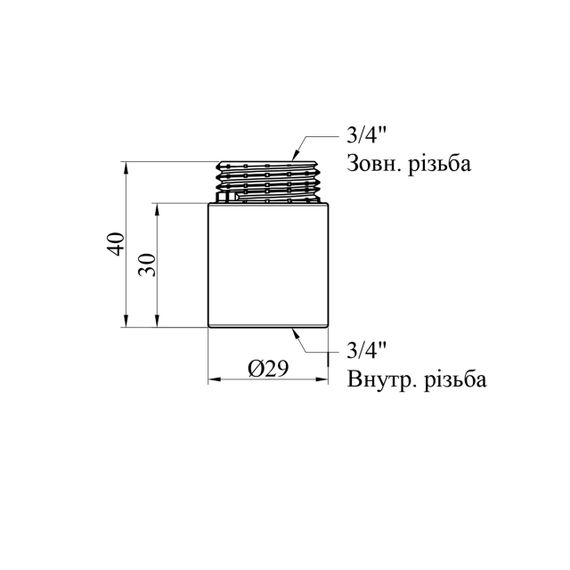 Подовжувач Karro 3/4" ВЗ, L=30 мм хромований KR-3209 | Зображення 1