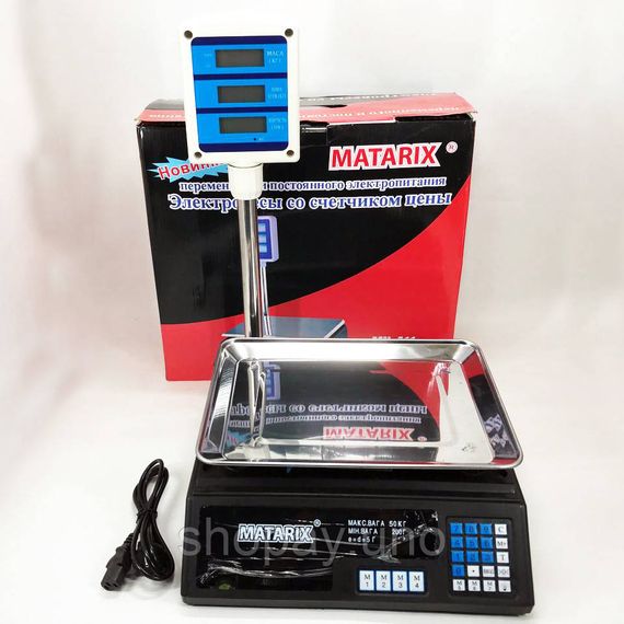 Весы электронные торговые цифровые Matarix MX-411+ на 50 кг, Весы торговые до 50 килограмм с дисплеем OX-18 | Зображення 1