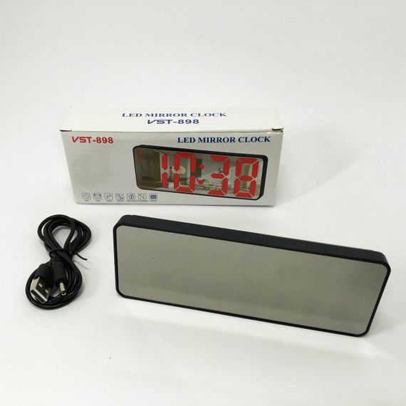 Електронний настільний LED годинник від USB VST-898-4 з будильником і термометром оригінальний настільний годинник | Зображення 8