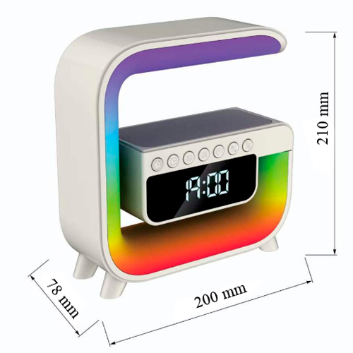 Акумуляторний RGB нічник G30, годинник, бездротова зарядка, Bluetooth колонка | Зображення 5