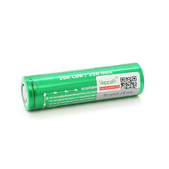 Акумулятор 18650 Li-Ion Vapcell INR18650 R25, 2500mAh, 20A, 4.2/3.6/2.5V, Green | Зображення 2