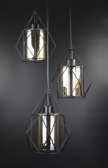 Люстра підвісна LOFT на 3 лампочки 26190 Чорний 40-110х35х35 см. | Зображення 1