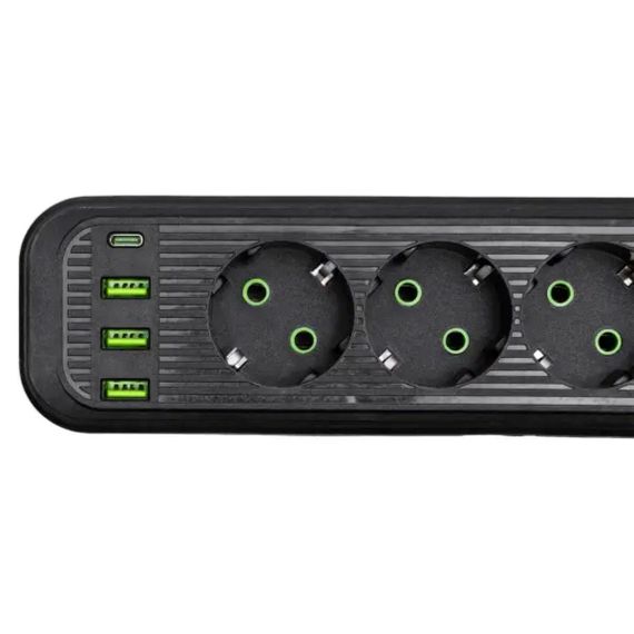 Мережевий фільтр-подовжувач 5 розеток 3xUSB-A 1xUSB-C 5м чорний HP-5-40 | Зображення 3