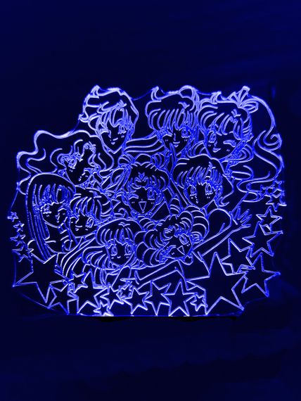 Акриловый светильник-ночник Звезды Сейлор Мун синий tty-n000891