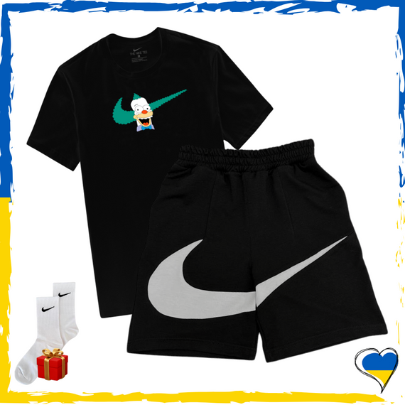 Комплект шорти Nike Big Swoosh та футболка Nike. Комплект Найк Біг Свуш Чорний, XS/S