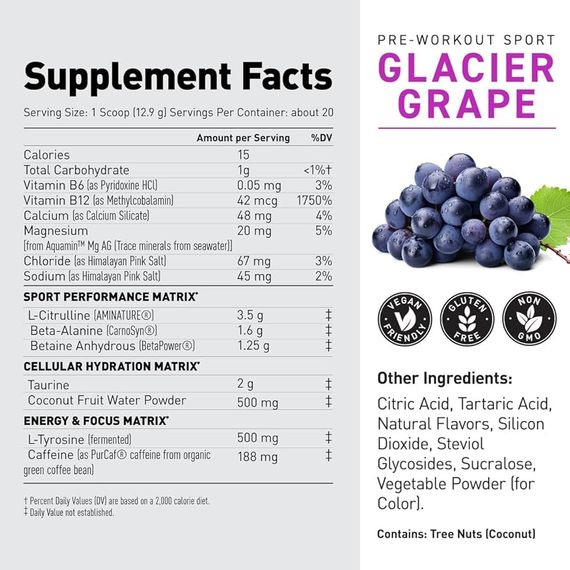 Pre-Workout, Sport 270 g (Glacier Grape) | Зображення 2