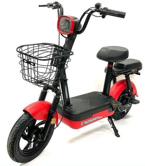 Электроскутер Crosser Mini LFP 450W 48V 15Ah, LiFePO4 аккумулятор, до 50 км пробег, электровелосипед 2 места Красный