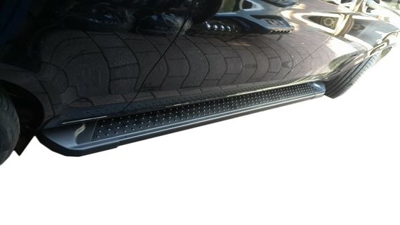 Боковые пороги Allmond Black (2 шт., алюминий) Длинная (ExtraLong) для Mercedes Vito / V W447 2014-2024 гг