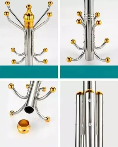 Металлическая напольная стойка-вешалка для одежды Coat Rack тренога 16 крючков | Зображення 2
