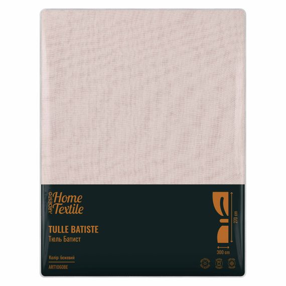Тюль Ardesto 300х270см, батіст, 100% поліестер, бежевий (ART1060BE) | Зображення 1