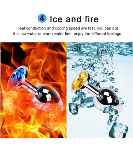 Металевий Анальна пробка Silver, dark blue, розмір М sexstyle | Зображення 3