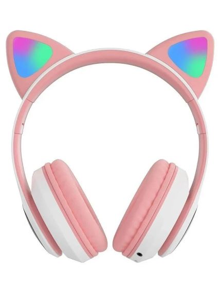 Бездротові Bluetooth-навушники з вушками з LED-підсвіткою JST-28 Рожеві | Зображення 2