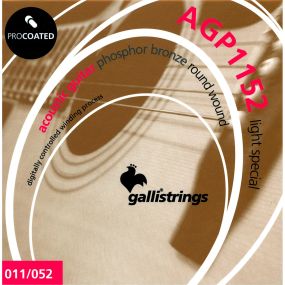 Струни для акустичної гітари Gallistrings AGP1152 (.011-.052), ProCoated, LIGHT SPECIAL, Phosphor Bronze