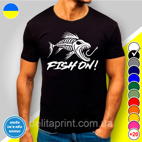 Футболка з принтом для рибалок "Fish On"