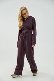 Жіночий спортивний костюм з коротким худі та вільними штанами - баклажан цвет, ONE SIZE (є розміри)