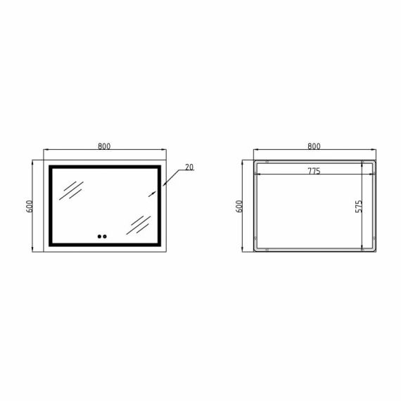 Дзеркало Qtap Mideya (DC-F904) 800х600 з LED-підсвічуванням Touch, з димером QT2078F904W | Зображення 1