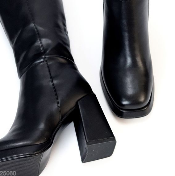 Високі чорні чоботи ботфорти високий стійкий підбор | Зображення 1