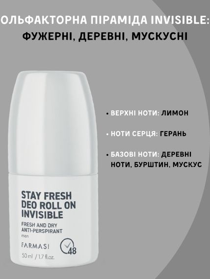 Мужской роликовый антиперспирант Farmasi Invisible 50 мл | Зображення 1