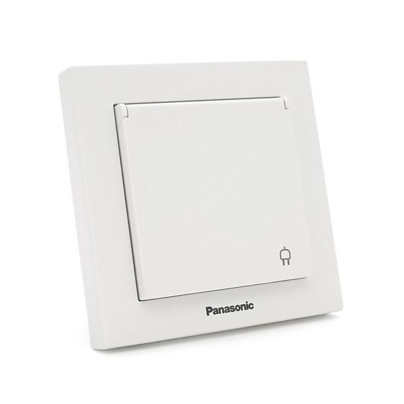 Розетка Panasonic Karre Plus 55 с заземлением, с защитными шторками, белая | Зображення 2